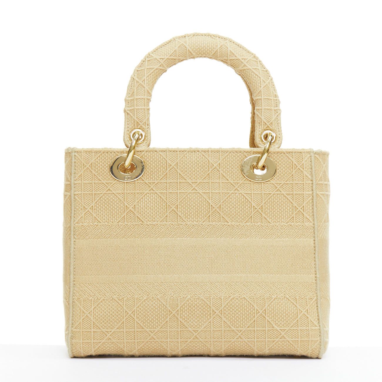 Dior CHRISTIAN DIOR Lady D-Lite Medium Cannage beige canvas CD charm top handle bag Size ONE SIZE - 5 Thumbnail