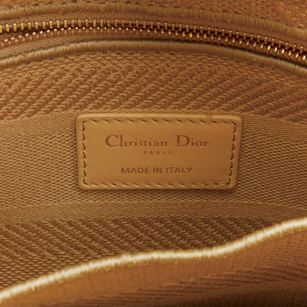 Dior CHRISTIAN DIOR Lady D-Lite Medium Cannage beige canvas CD charm top handle bag Size ONE SIZE - 10 Thumbnail