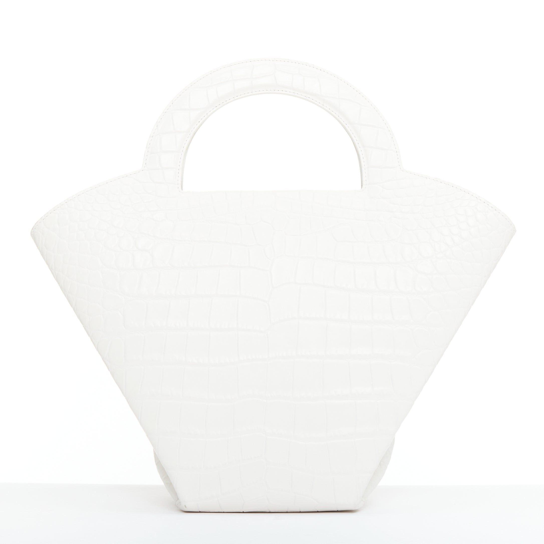 Bottega Veneta BOTTEGA VENETA white embossed scaled leather top handle tote bag Size ONE SIZE - 5 Thumbnail