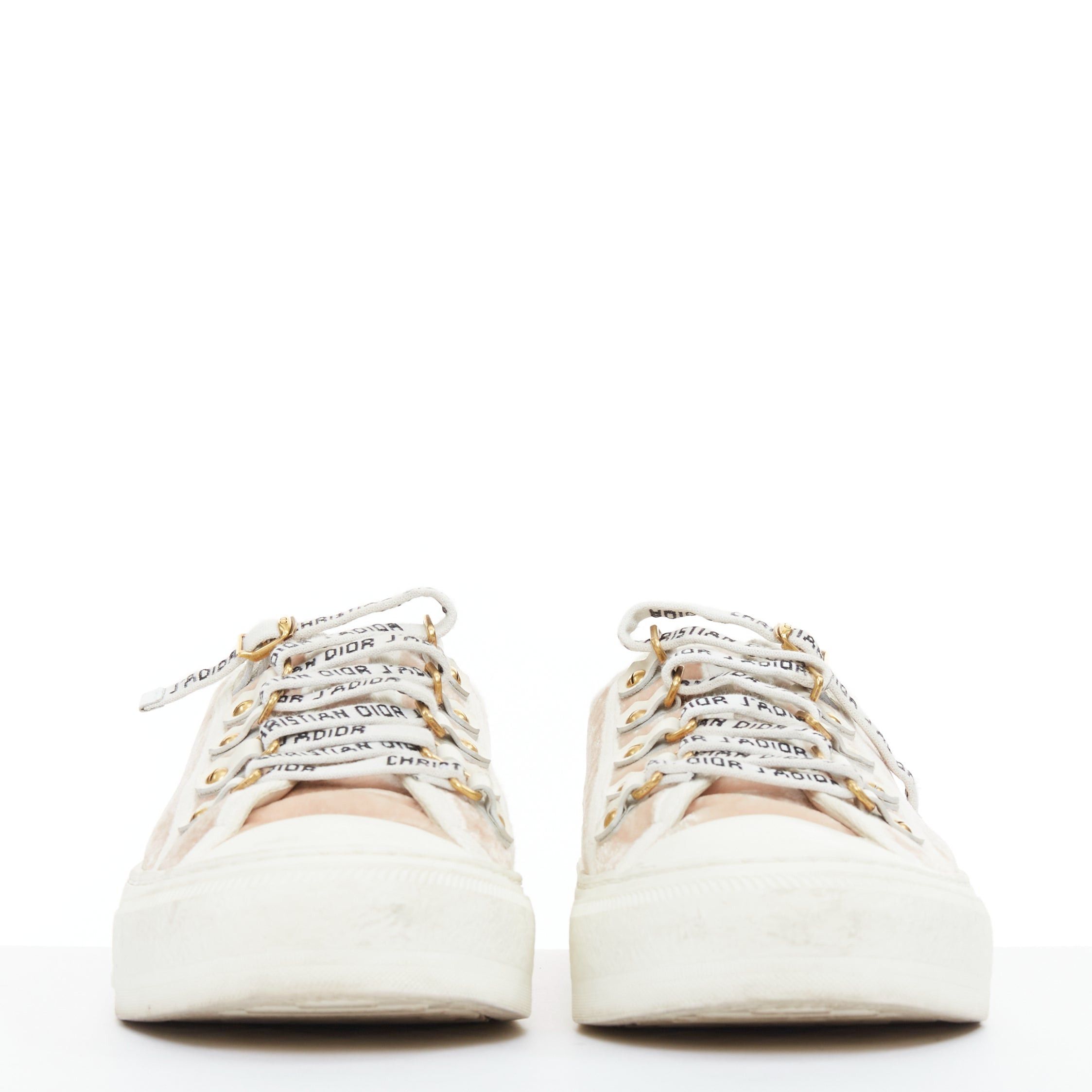 Dior CHRISTIAS DIOR WalknDior pink velvet logo lace up low top platform sneakers EU37.5 Size US 7.5 / IT 37.5 - 3 Thumbnail