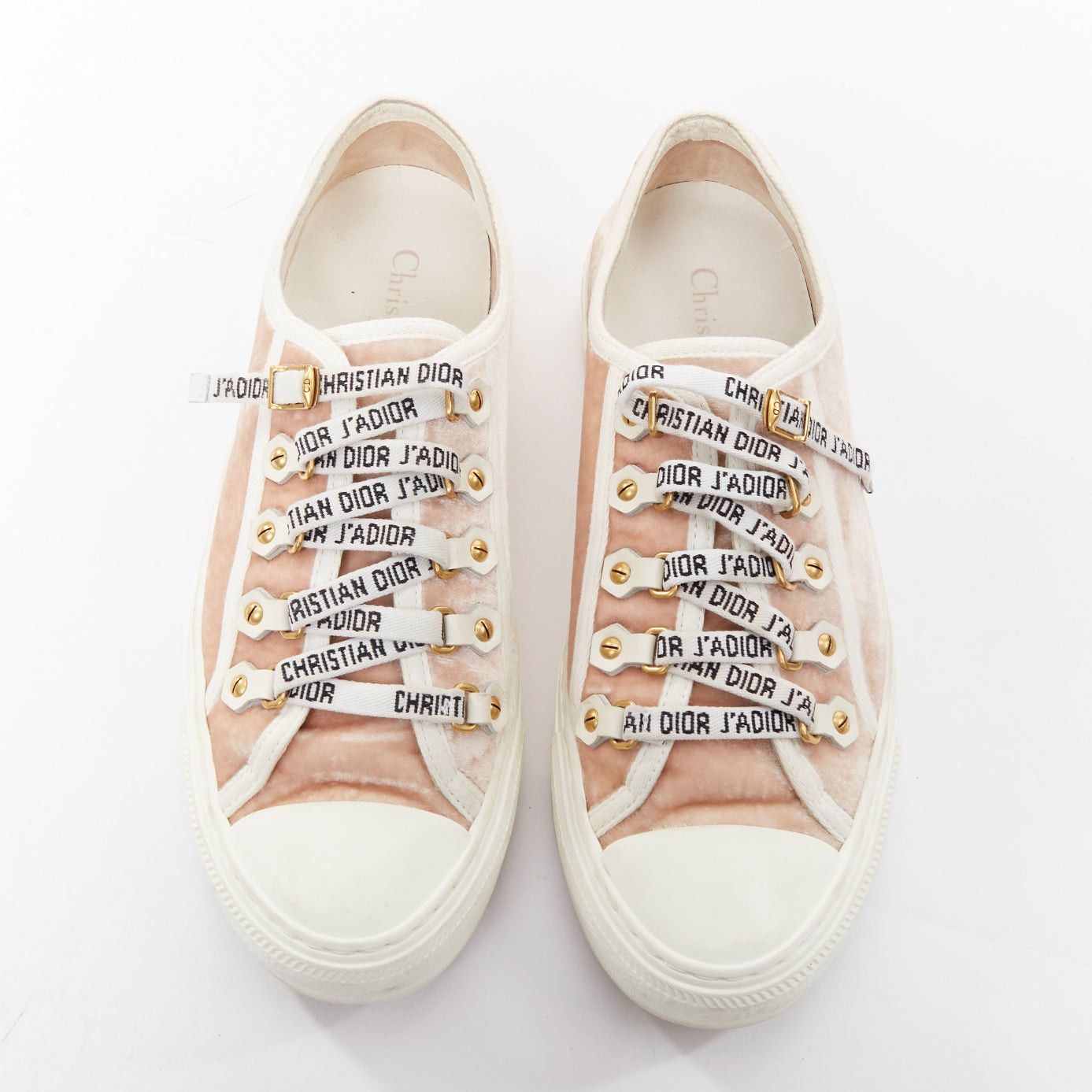Dior CHRISTIAS DIOR WalknDior pink velvet logo lace up low top platform sneakers EU37.5 Size US 7.5 / IT 37.5 - 4 Thumbnail