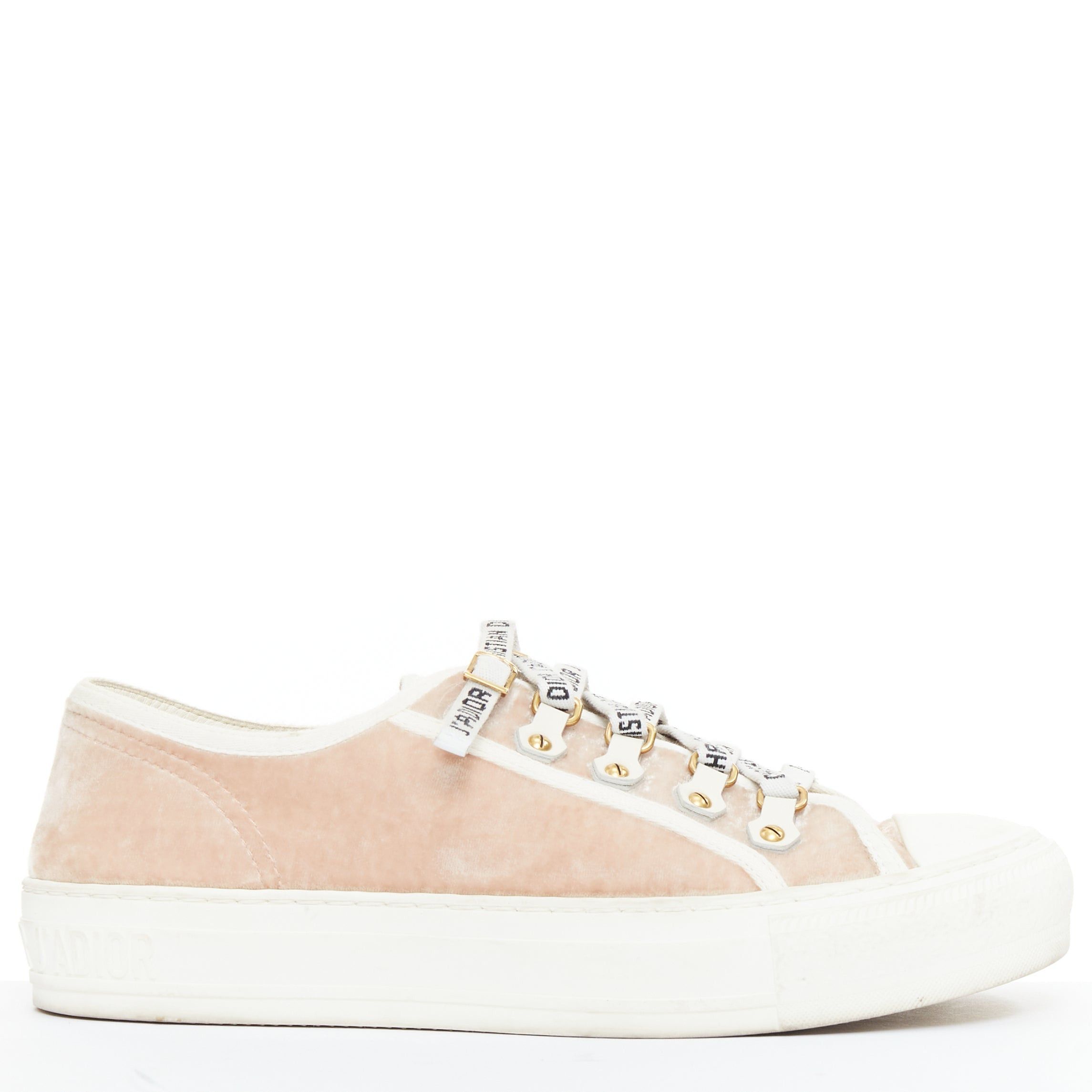 Dior CHRISTIAS DIOR WalknDior pink velvet logo lace up low top platform sneakers EU37.5 Size US 7.5 / IT 37.5 - 2 Thumbnail