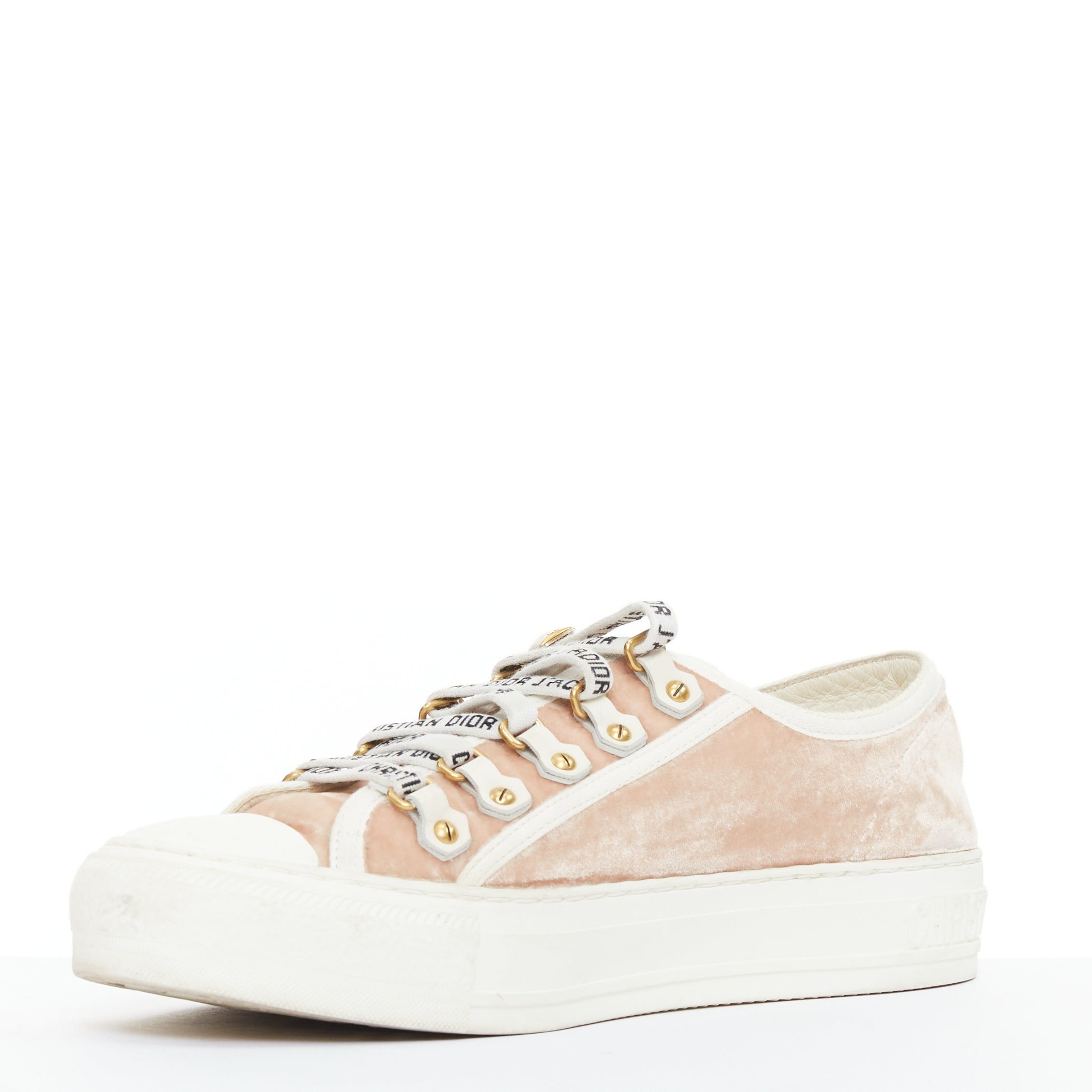 Dior CHRISTIAS DIOR WalknDior pink velvet logo lace up low top platform sneakers EU37.5 Size US 7.5 / IT 37.5 - 5 Thumbnail