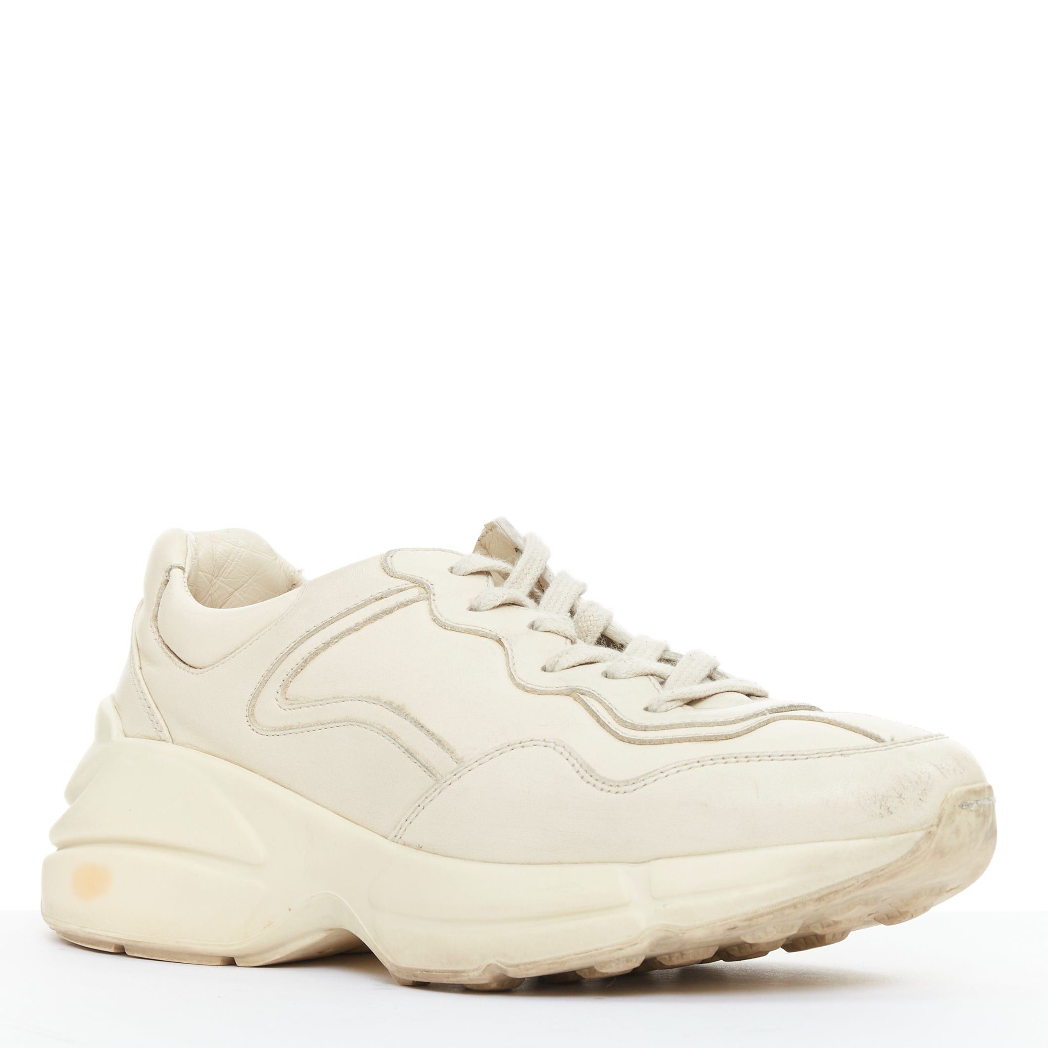 Gucci GUCCI Alessandro Michele Rhyton cream leather lace up chunky dad sneakers EU37 Size US 7 / IT 37 - 2 Thumbnail