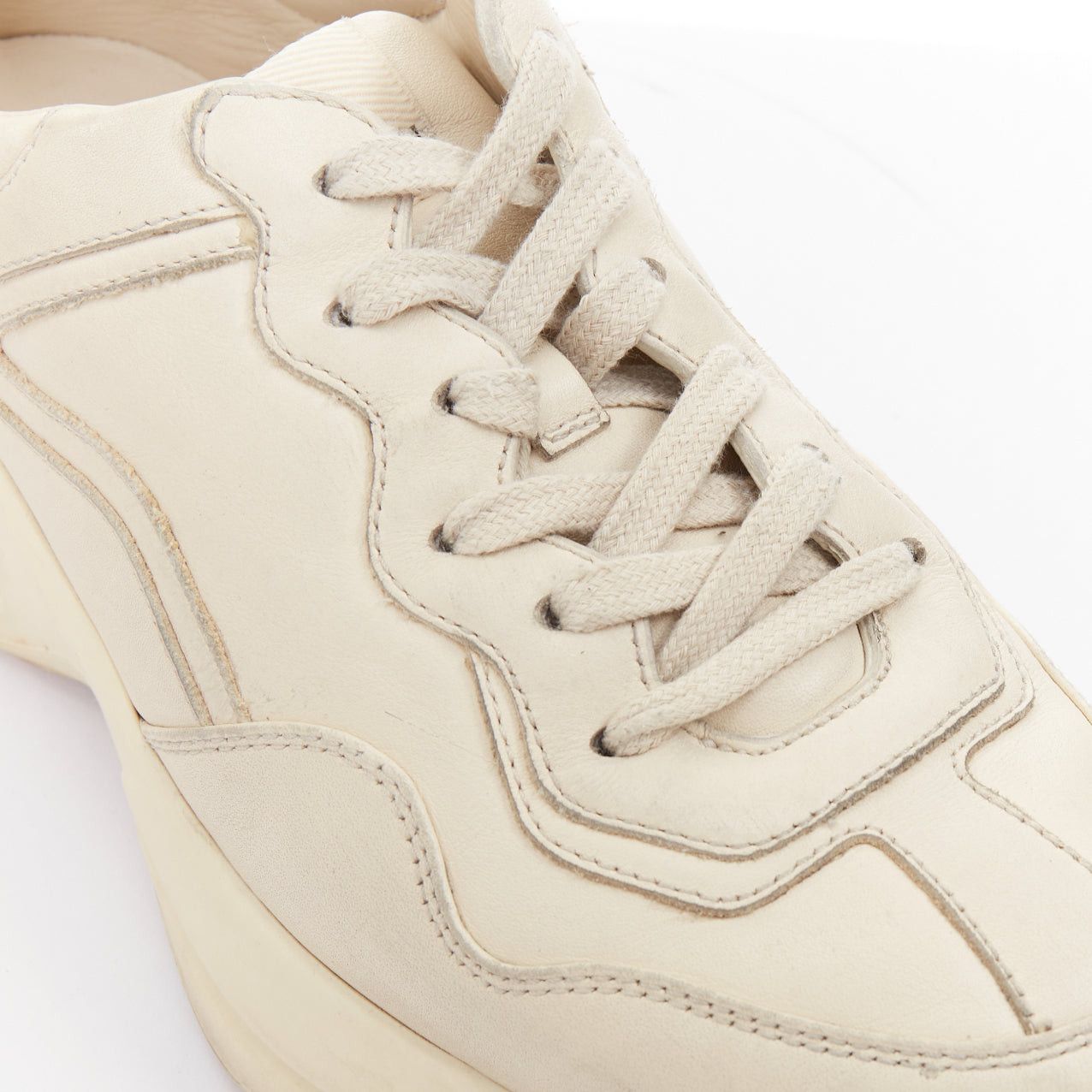 Gucci GUCCI Alessandro Michele Rhyton cream leather lace up chunky dad sneakers EU37 Size US 7 / IT 37 - 7 Thumbnail