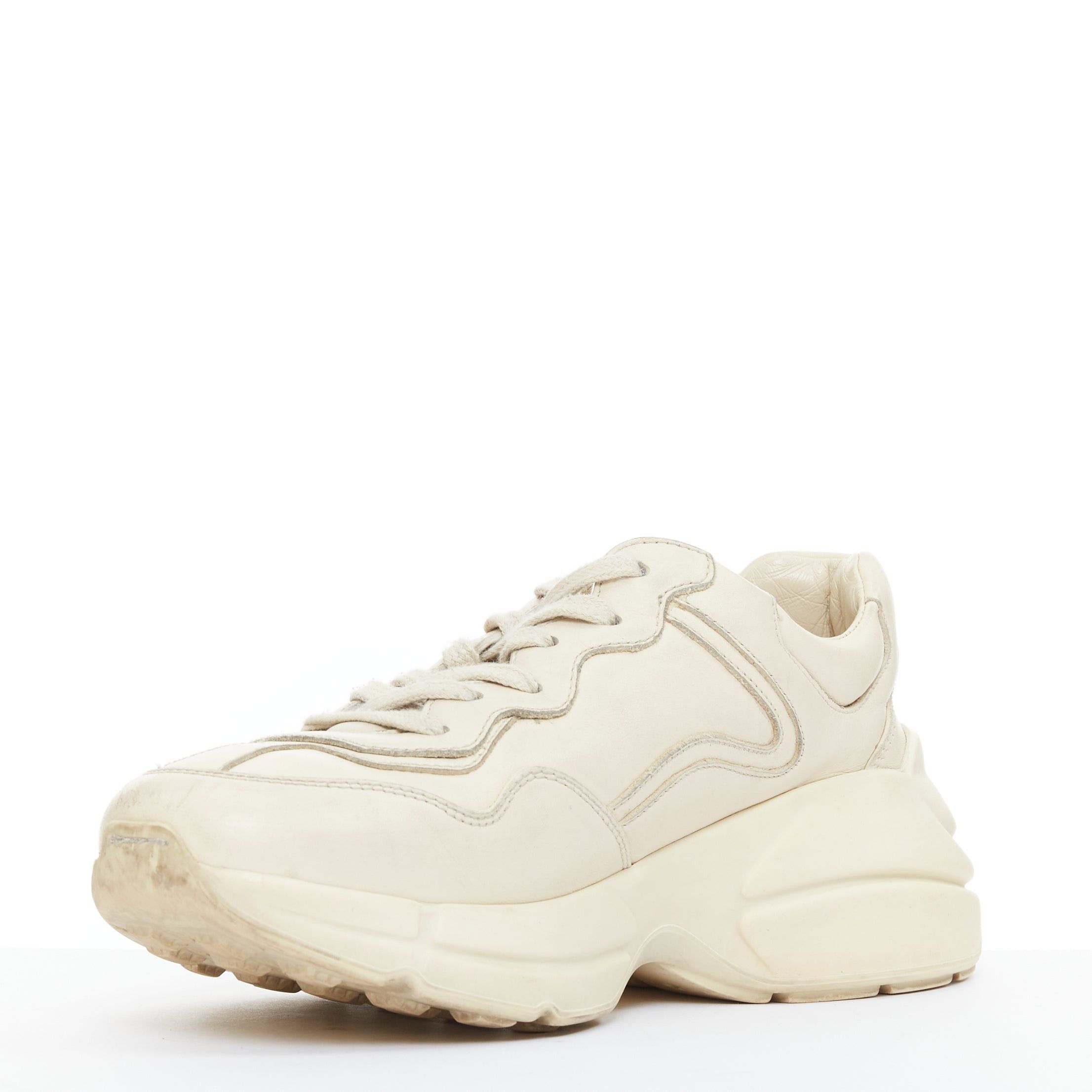 Gucci GUCCI Alessandro Michele Rhyton cream leather lace up chunky dad sneakers EU37 Size US 7 / IT 37 - 4 Thumbnail