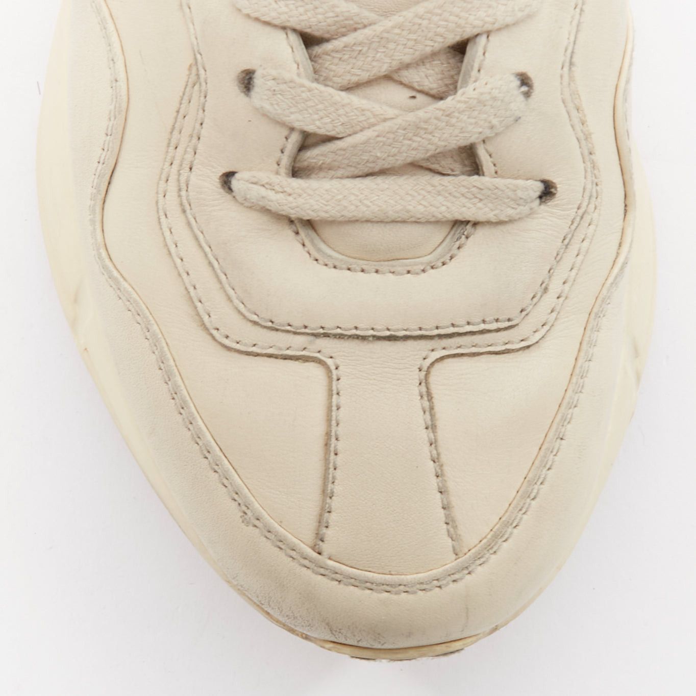 Gucci GUCCI Alessandro Michele Rhyton cream leather lace up chunky dad sneakers EU37 Size US 7 / IT 37 - 6 Thumbnail