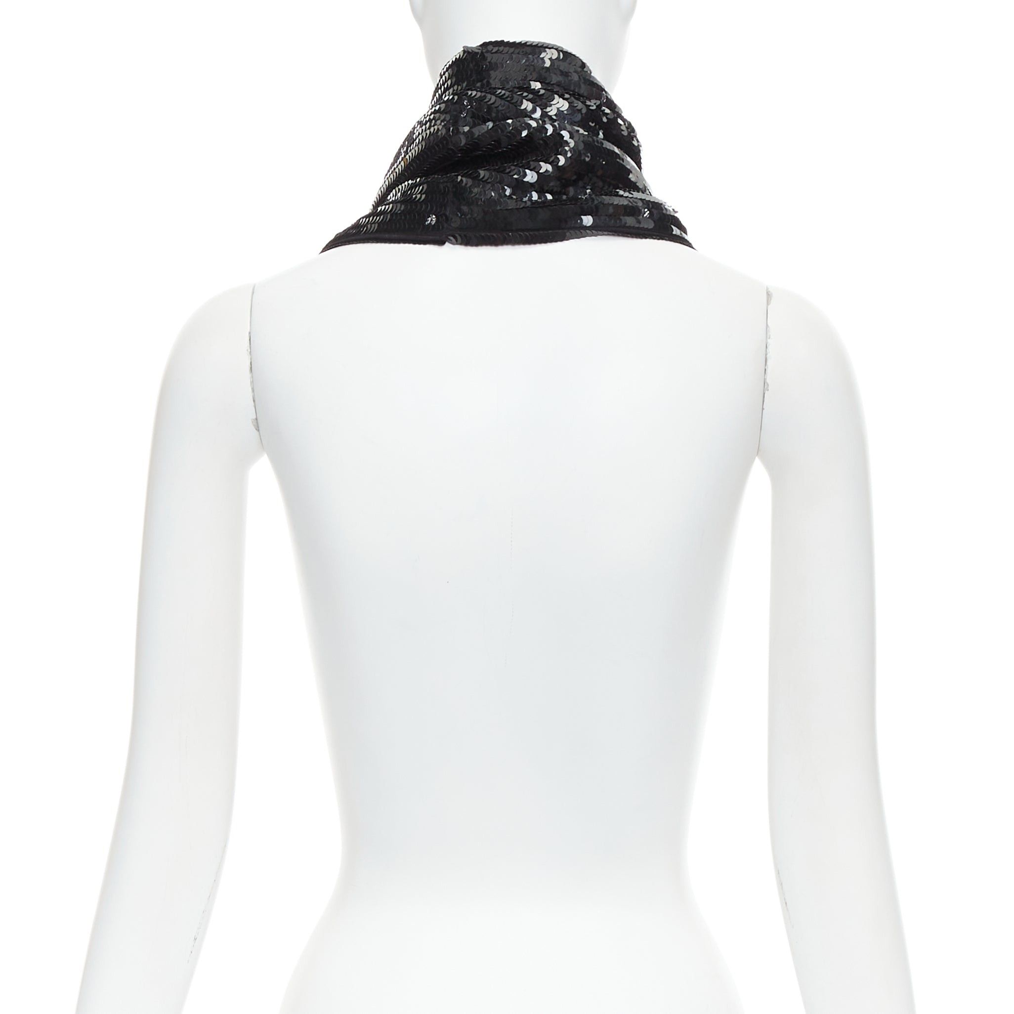 MONSE MONSE 100% silk black sequinned wrap around infinity circle scarf Size ONE SIZE - 5 Thumbnail
