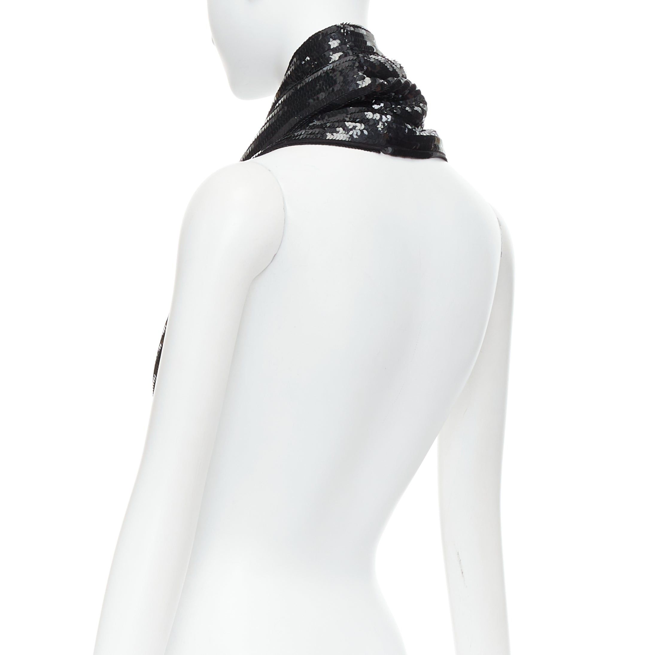 MONSE MONSE 100% silk black sequinned wrap around infinity circle scarf Size ONE SIZE - 6 Thumbnail