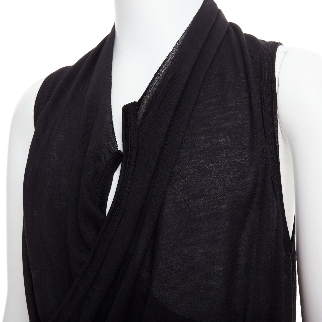 Julius MA JULIUS 2014 black draped deep scoop neck layered tank top JP2 M Size US M / EU 48-50 / 2 - 2 Thumbnail