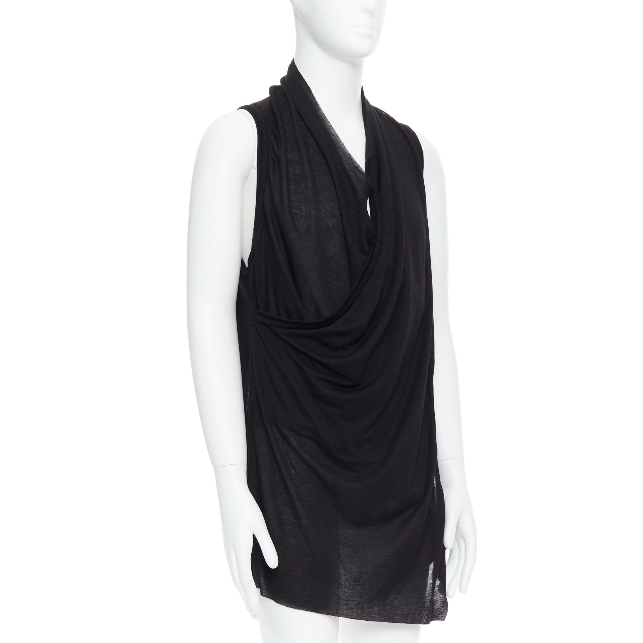 Julius MA JULIUS 2014 black draped deep scoop neck layered tank top JP2 M Size US M / EU 48-50 / 2 - 3 Thumbnail