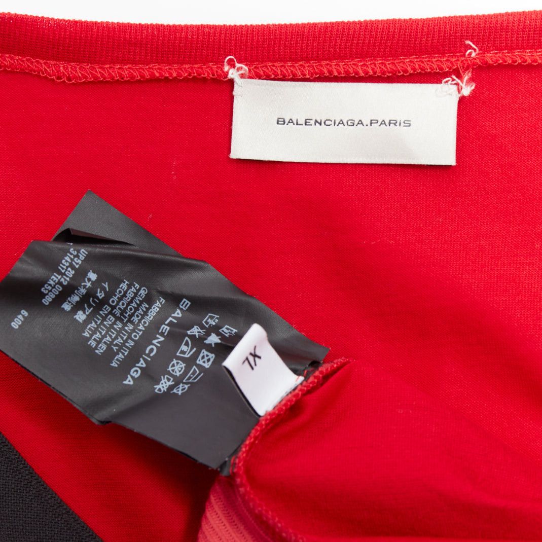 Balenciaga BALENCIAGA 2012 red cotton blend black trim V-neck long sleeve top XL Size US XL / EU 56 / 4 - 8 Thumbnail