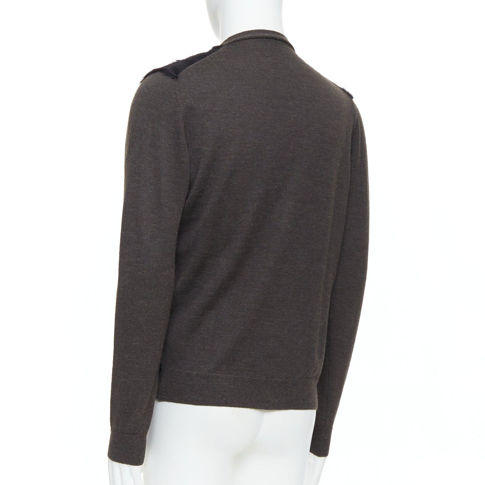 Lanvin LANVIN black brown 100% alpaca fur front panel cardigan jacket M Size US M / EU 48-50 / 2 - 7 Thumbnail