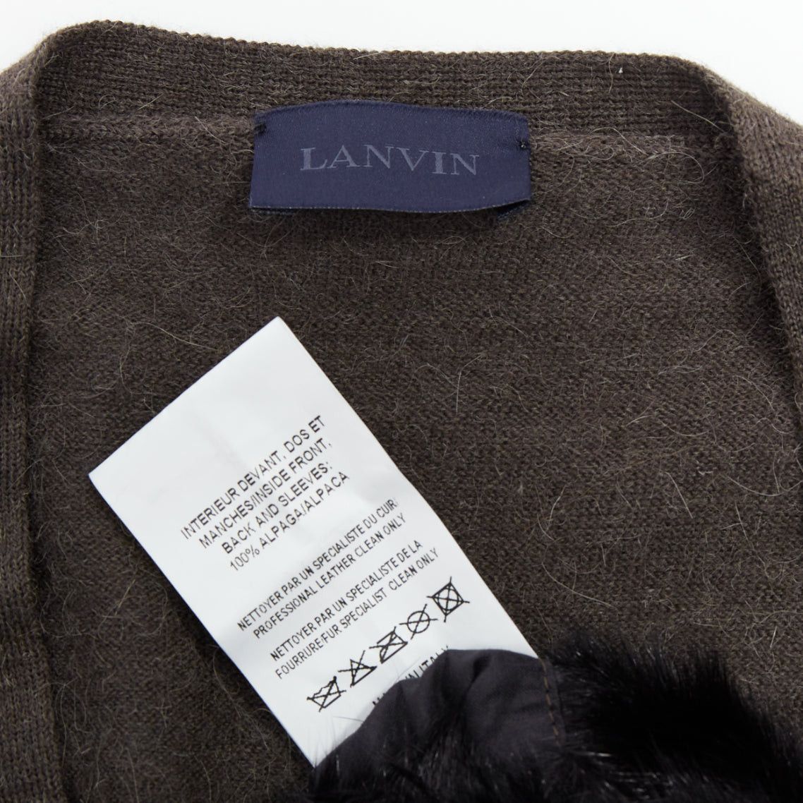 Lanvin LANVIN black brown 100% alpaca fur front panel cardigan jacket M Size US M / EU 48-50 / 2 - 9 Thumbnail
