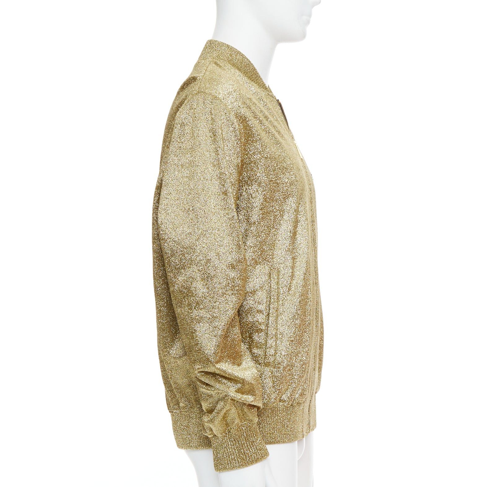 Versace VERSACE gold medusa blue crystal crown metallic lurex bomber jacket Size US L / EU 52-54 / 3 - 5 Thumbnail