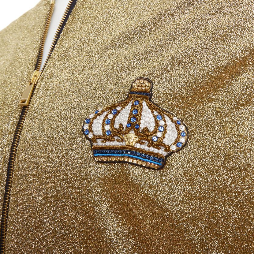 Versace VERSACE gold medusa blue crystal crown metallic lurex bomber jacket Size US L / EU 52-54 / 3 - 2 Thumbnail