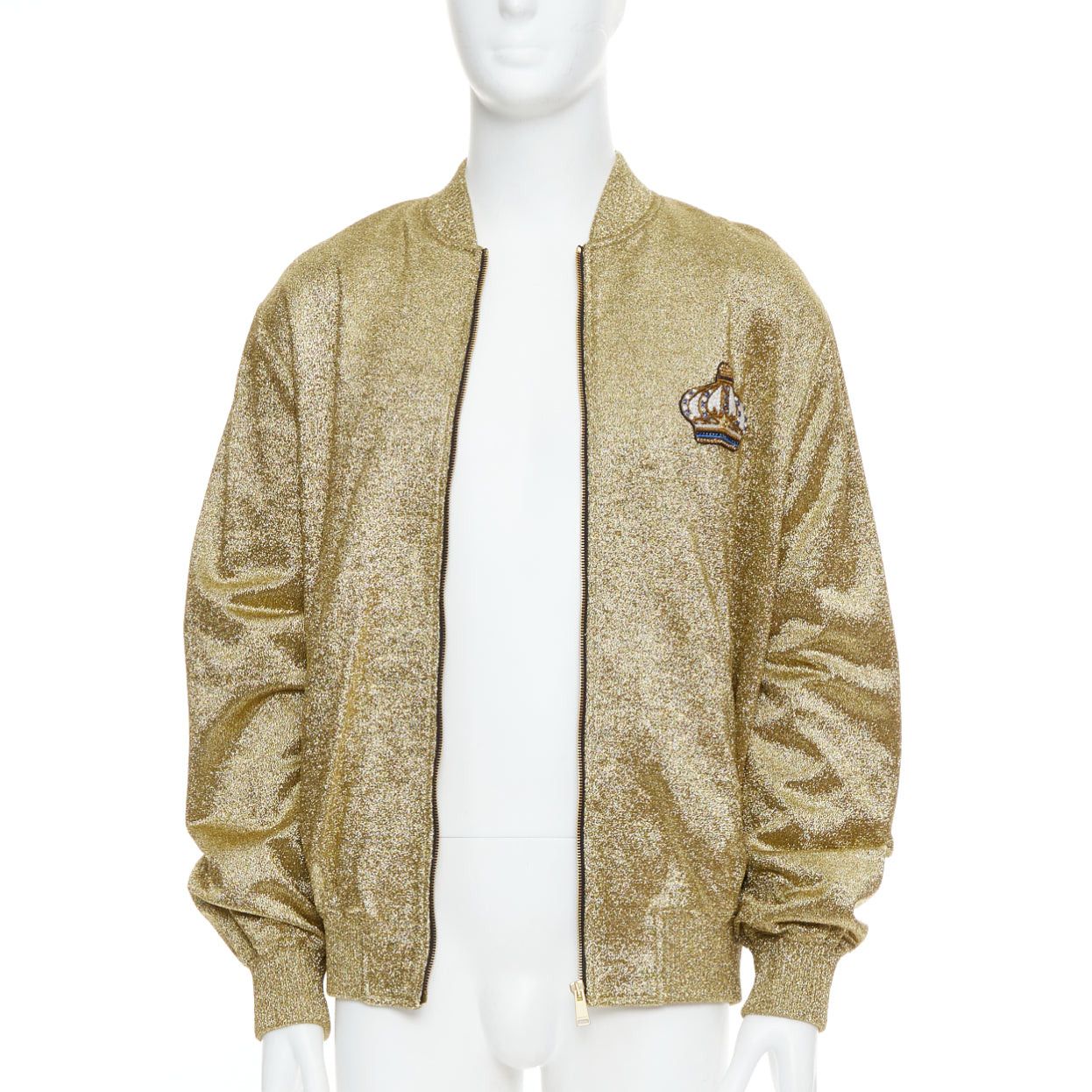 Versace VERSACE gold medusa blue crystal crown metallic lurex bomber jacket Size US L / EU 52-54 / 3 - 3 Thumbnail