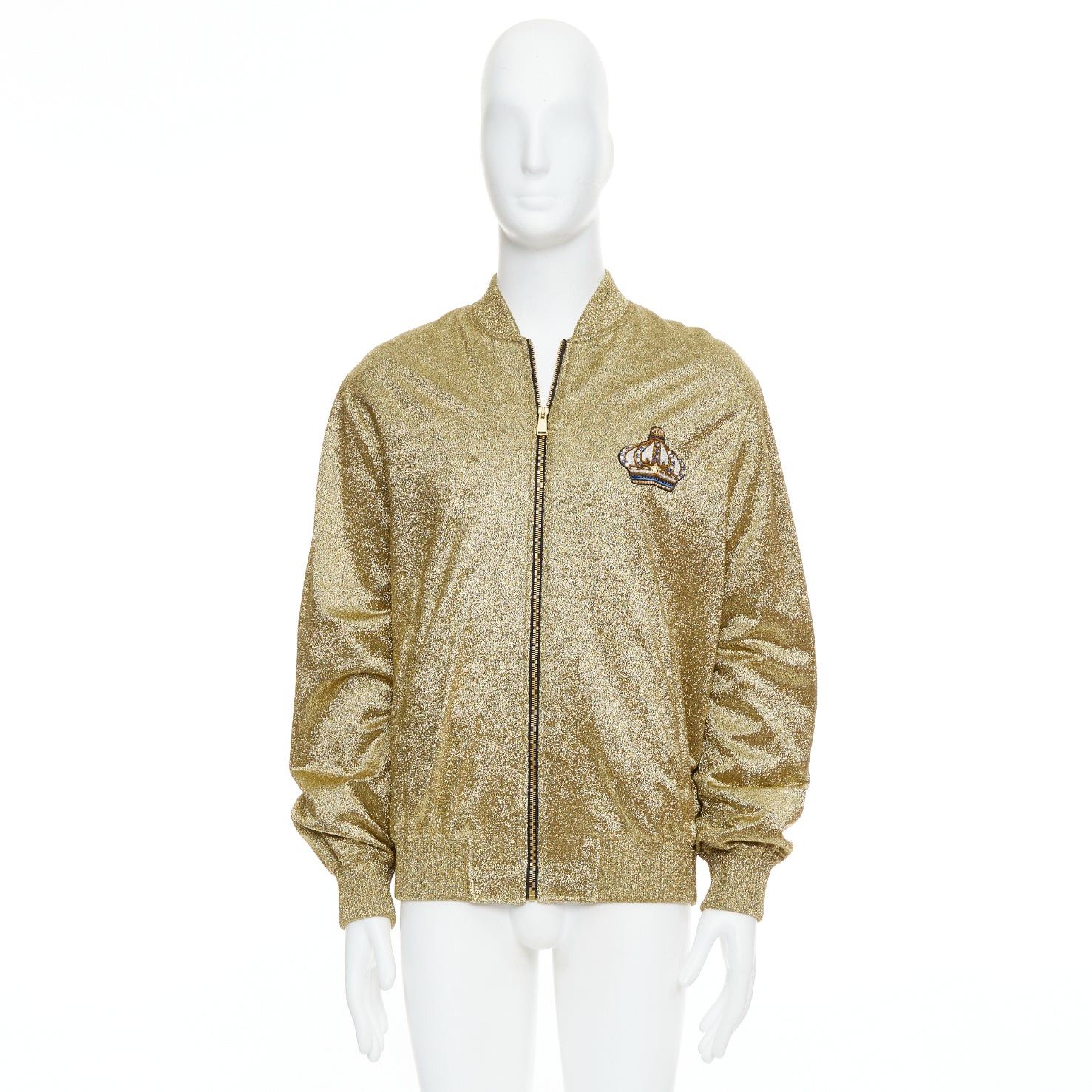 Versace VERSACE gold medusa blue crystal crown metallic lurex bomber jacket Size US L / EU 52-54 / 3 - 10 Thumbnail