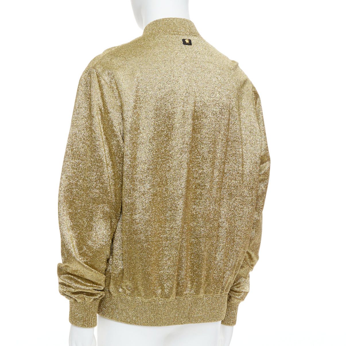 Versace VERSACE gold medusa blue crystal crown metallic lurex bomber jacket Size US L / EU 52-54 / 3 - 7 Thumbnail