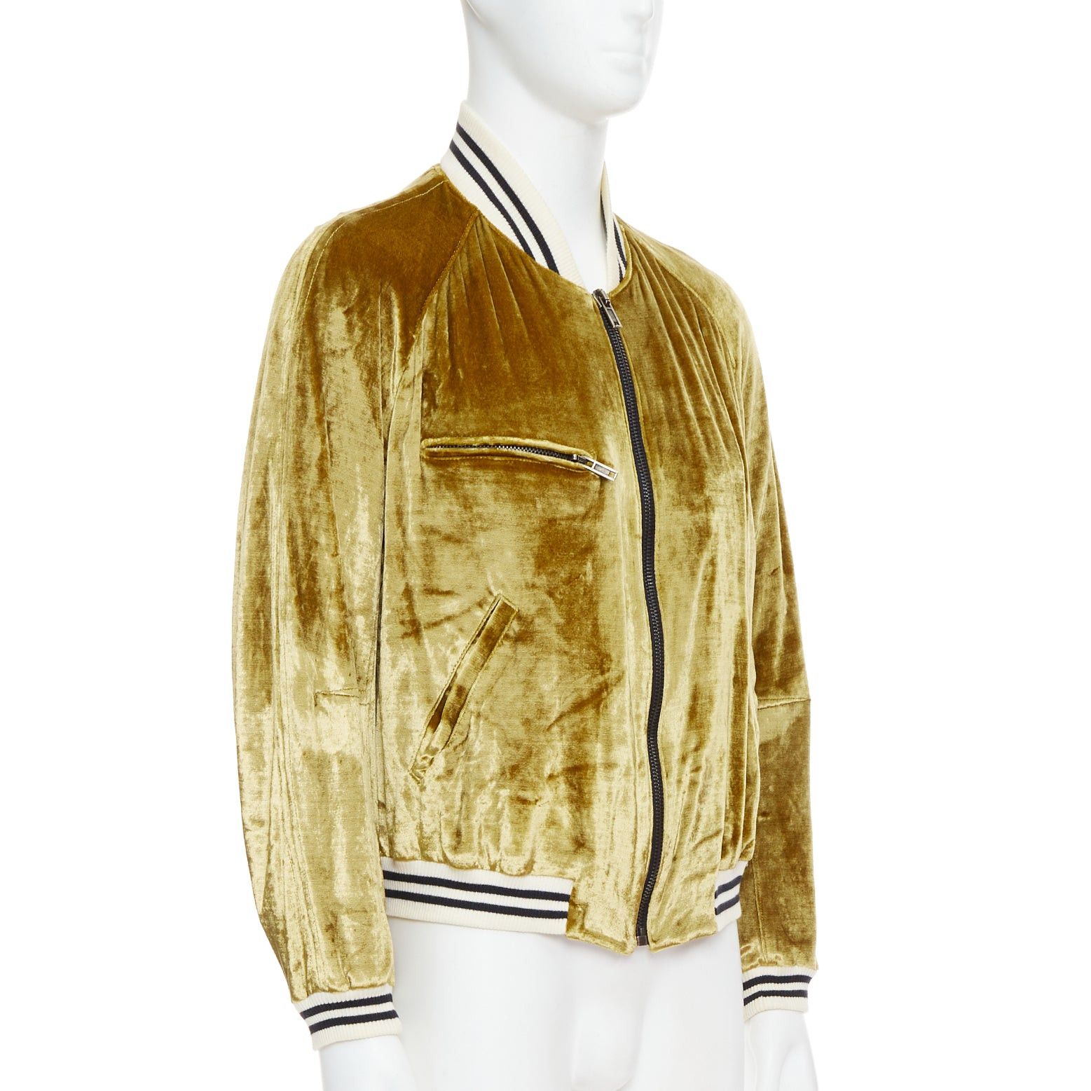 Haider Ackermann rare HAIDER ACKERMANN 2015 RUnway gold crushed velvet Teddy bomber jacket S Size US S / EU 44-46 / 1 - 4 Thumbnail