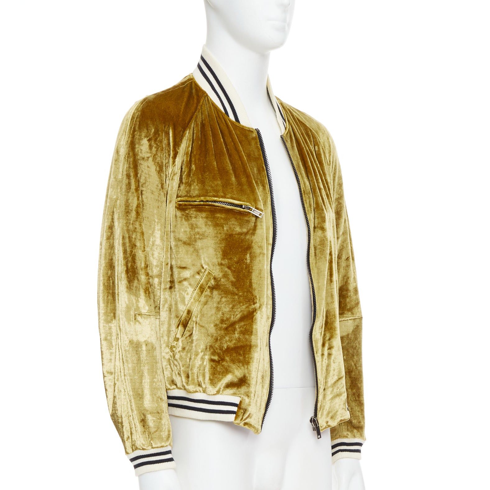 Haider Ackermann rare HAIDER ACKERMANN 2015 RUnway gold crushed velvet Teddy bomber jacket S Size US S / EU 44-46 / 1 - 3 Thumbnail