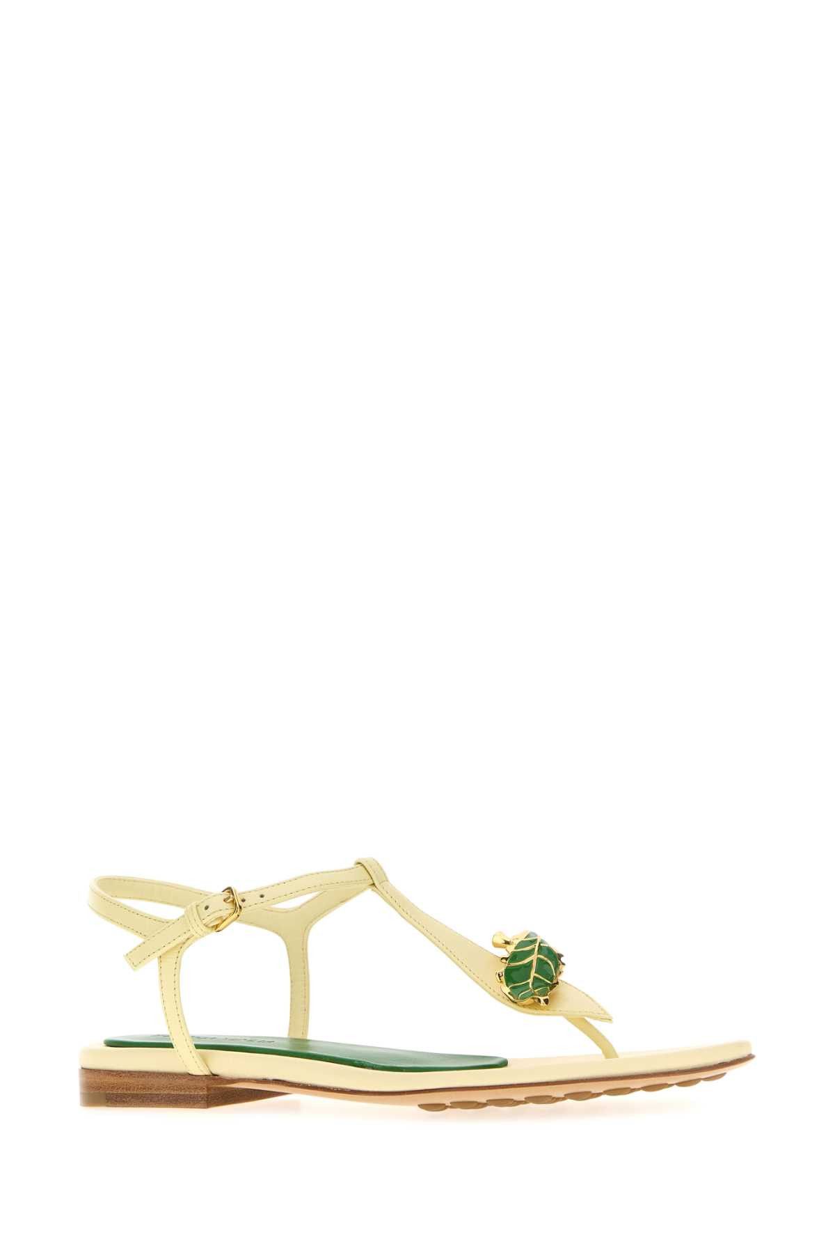 Bottega Veneta Pastel Yellow Leather Rana Flora Sandals Size US 7 / IT 37 - 2 Thumbnail