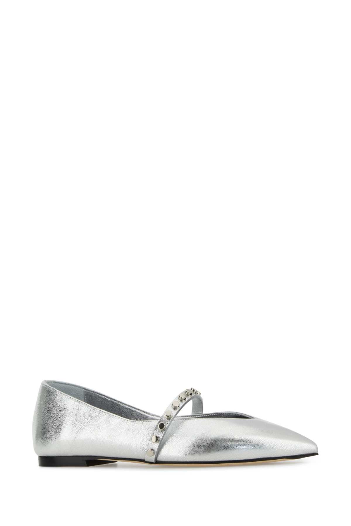 Alexander McQueen Silver Leather Ballerinas Size US 7.5 / IT 37.5 - 2 Thumbnail