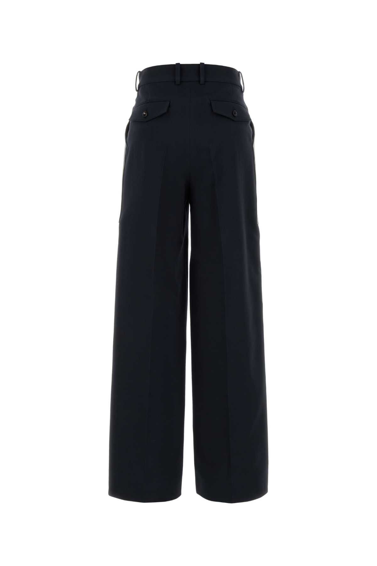 Bottega Veneta Dark Blue Wool And Cotton Palazzo Pant Size 28" / US 6 / IT 42 - 2 Thumbnail