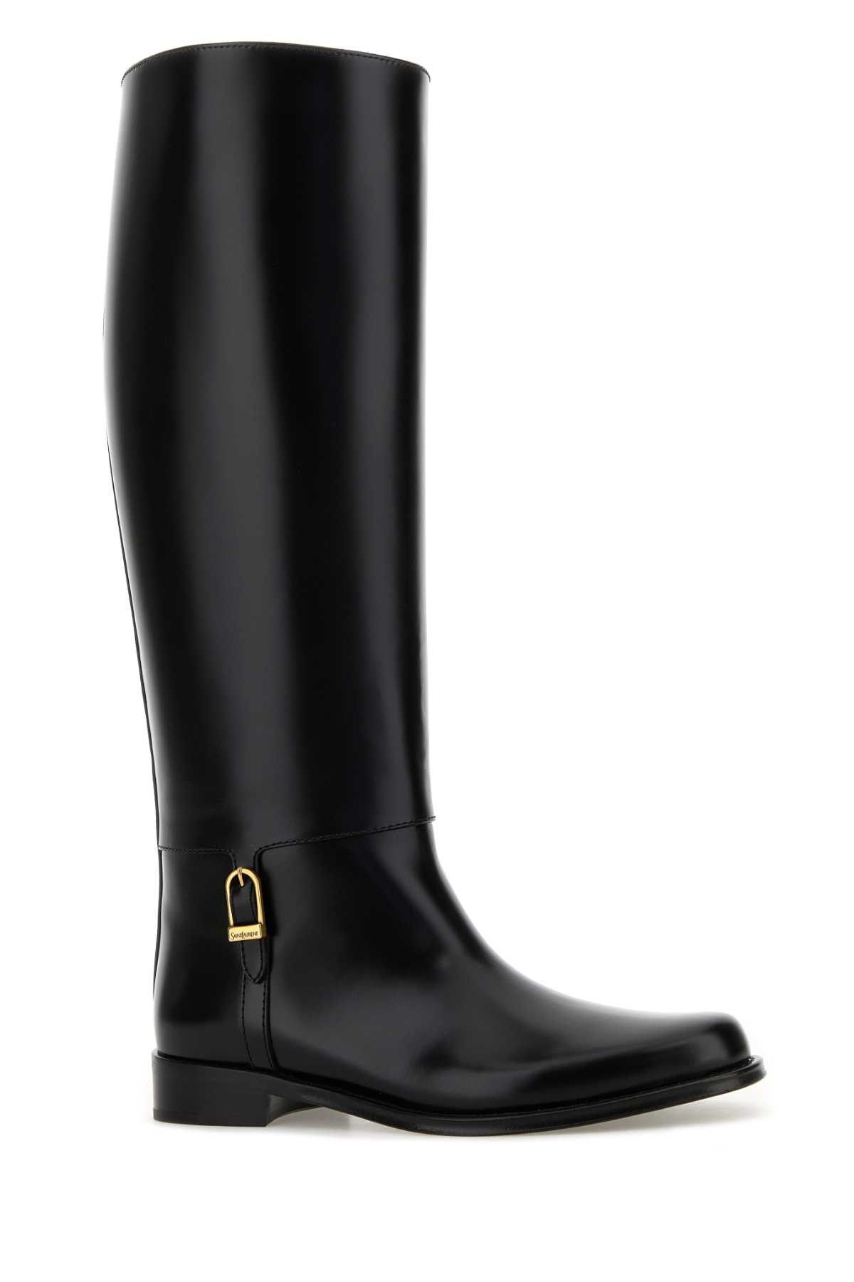 Saint Laurent Paris Black Leather Julia Boots Size US 8.5 / IT 38.5 - 2 Thumbnail