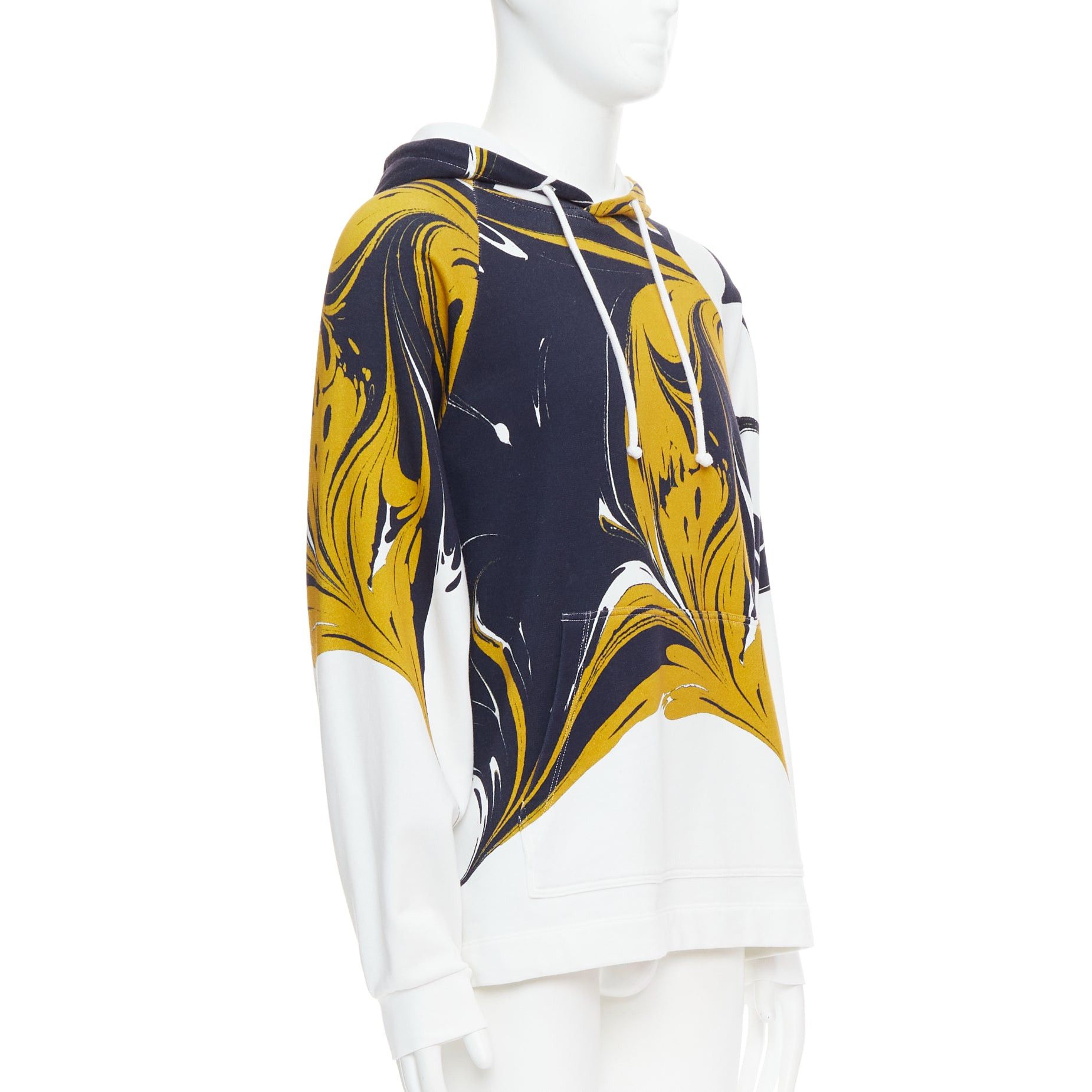 Dries Van Noten DRIES VAN NOTEN yellow black white marble swirl print cotton hoodie S Size US S / EU 44-46 / 1 - 3 Thumbnail