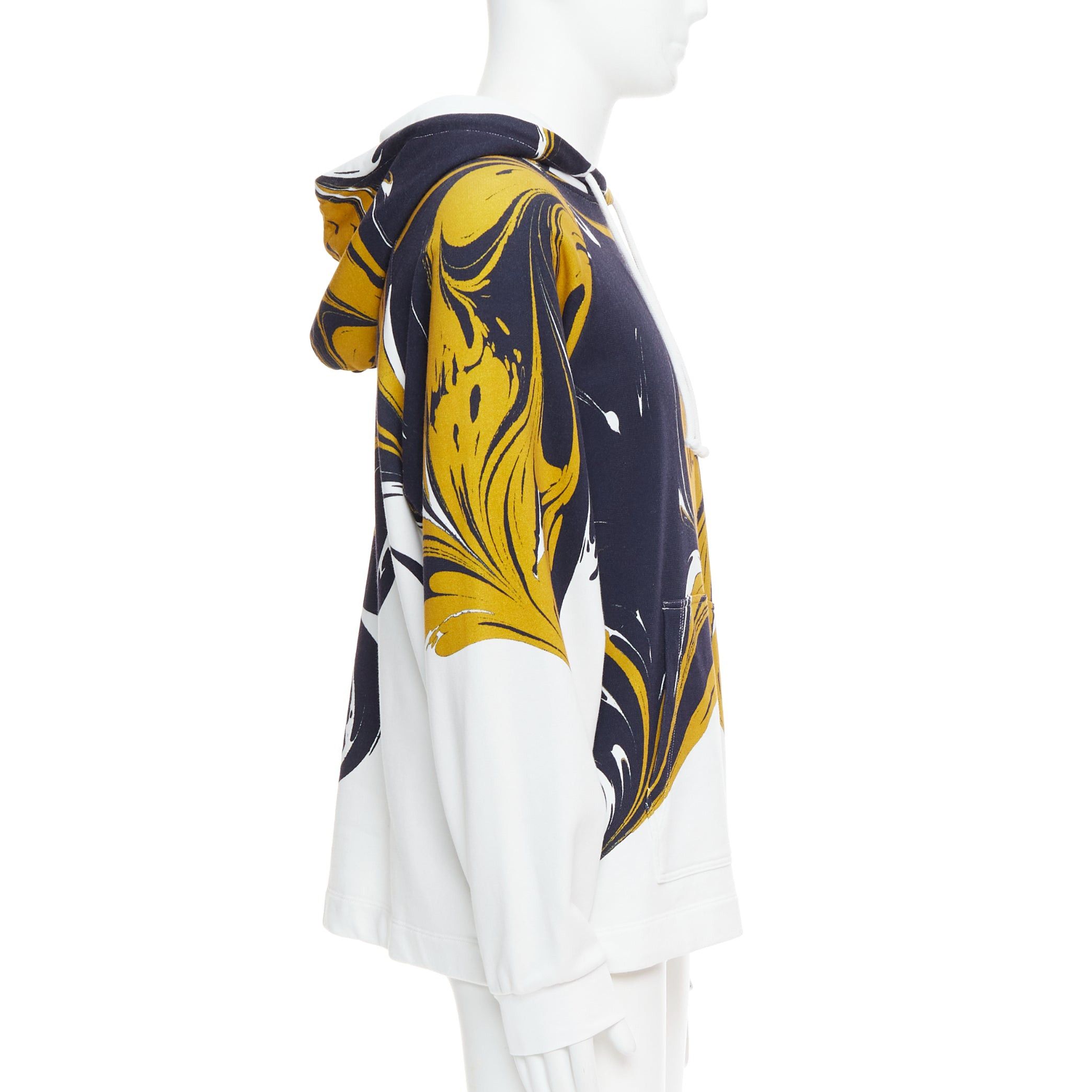 Dries Van Noten DRIES VAN NOTEN yellow black white marble swirl print cotton hoodie S Size US S / EU 44-46 / 1 - 4 Thumbnail
