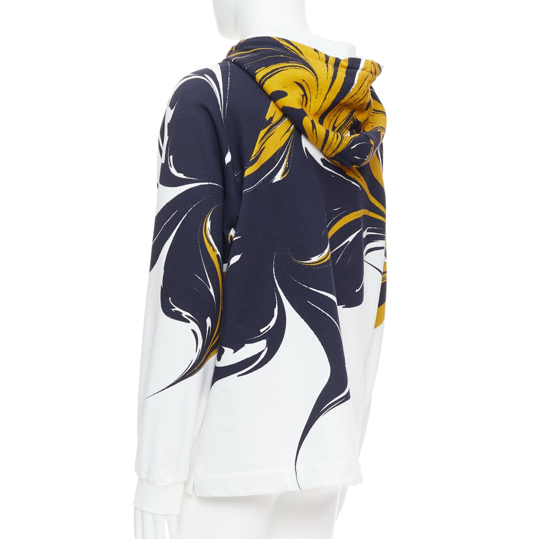 Dries Van Noten DRIES VAN NOTEN yellow black white marble swirl print cotton hoodie S Size US S / EU 44-46 / 1 - 6 Thumbnail