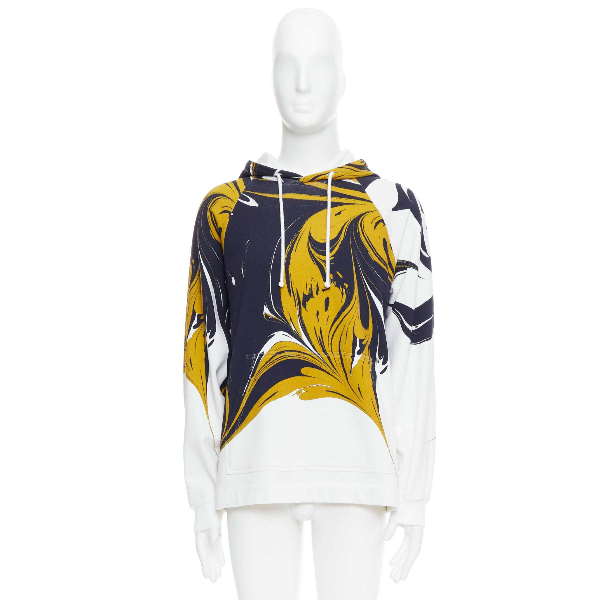 Dries Van Noten DRIES VAN NOTEN yellow black white marble swirl print cotton hoodie S Size US S / EU 44-46 / 1 - 9 Thumbnail