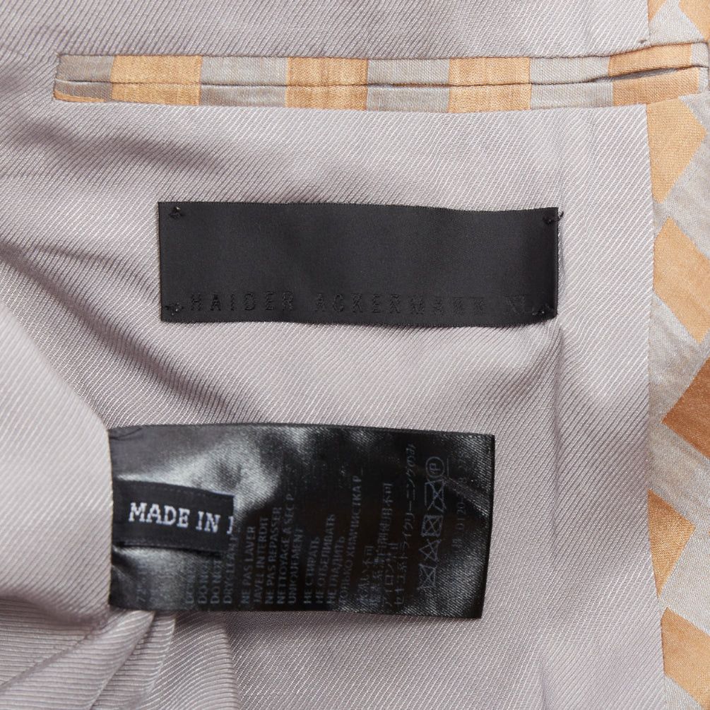 Haider Ackermann rare HAIDER ACKERMANN 2015 Runway gold silver checkered linen silk blazer XL Size 52R - 8 Thumbnail