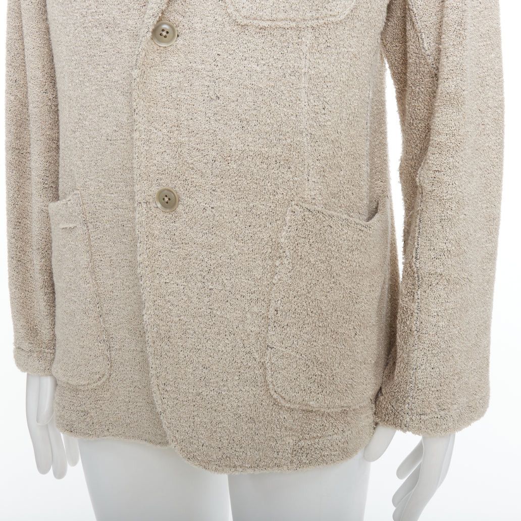 Yohji Yamamoto YOHJI YAMAMOTO Costume D'Homme beige linen blend jersey blazer JP3 L Size 50R - 8 Thumbnail
