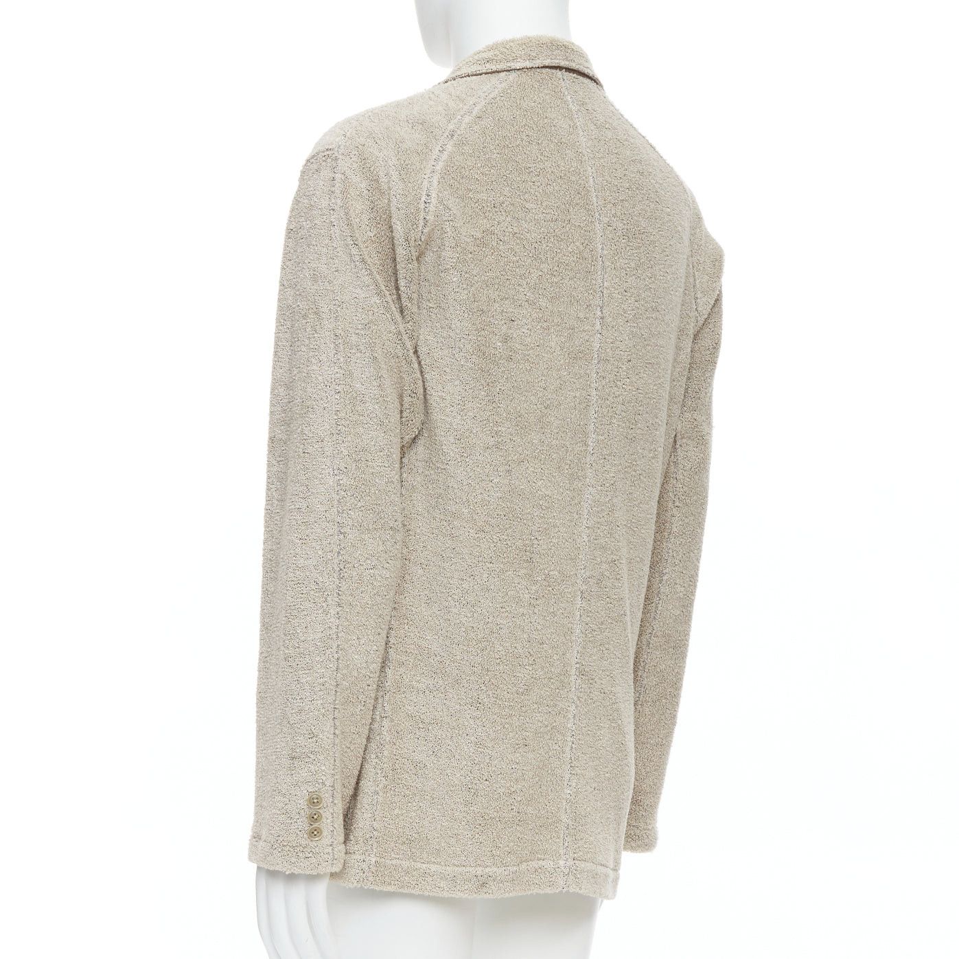 Yohji Yamamoto YOHJI YAMAMOTO Costume D'Homme beige linen blend jersey blazer JP3 L Size 50R - 7 Thumbnail