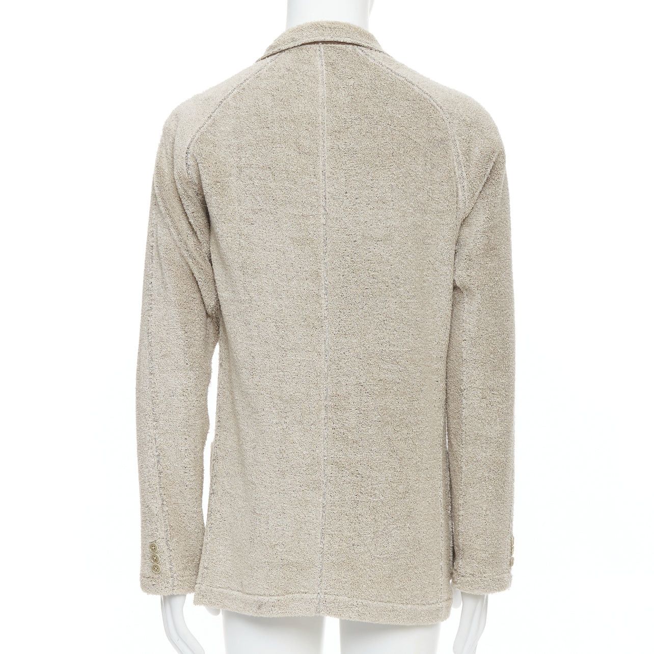 Yohji Yamamoto YOHJI YAMAMOTO Costume D'Homme beige linen blend jersey blazer JP3 L Size 50R - 6 Thumbnail