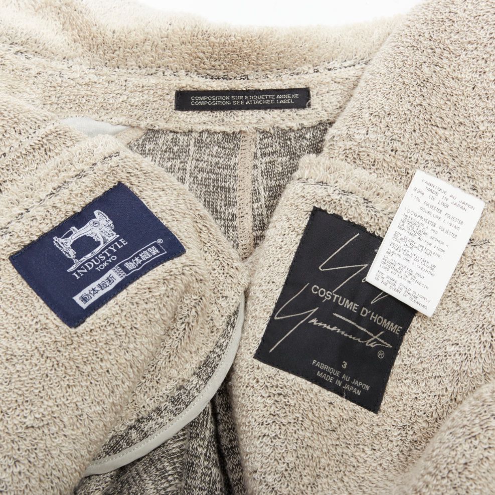 Yohji Yamamoto YOHJI YAMAMOTO Costume D'Homme beige linen blend jersey blazer JP3 L Size 50R - 9 Thumbnail