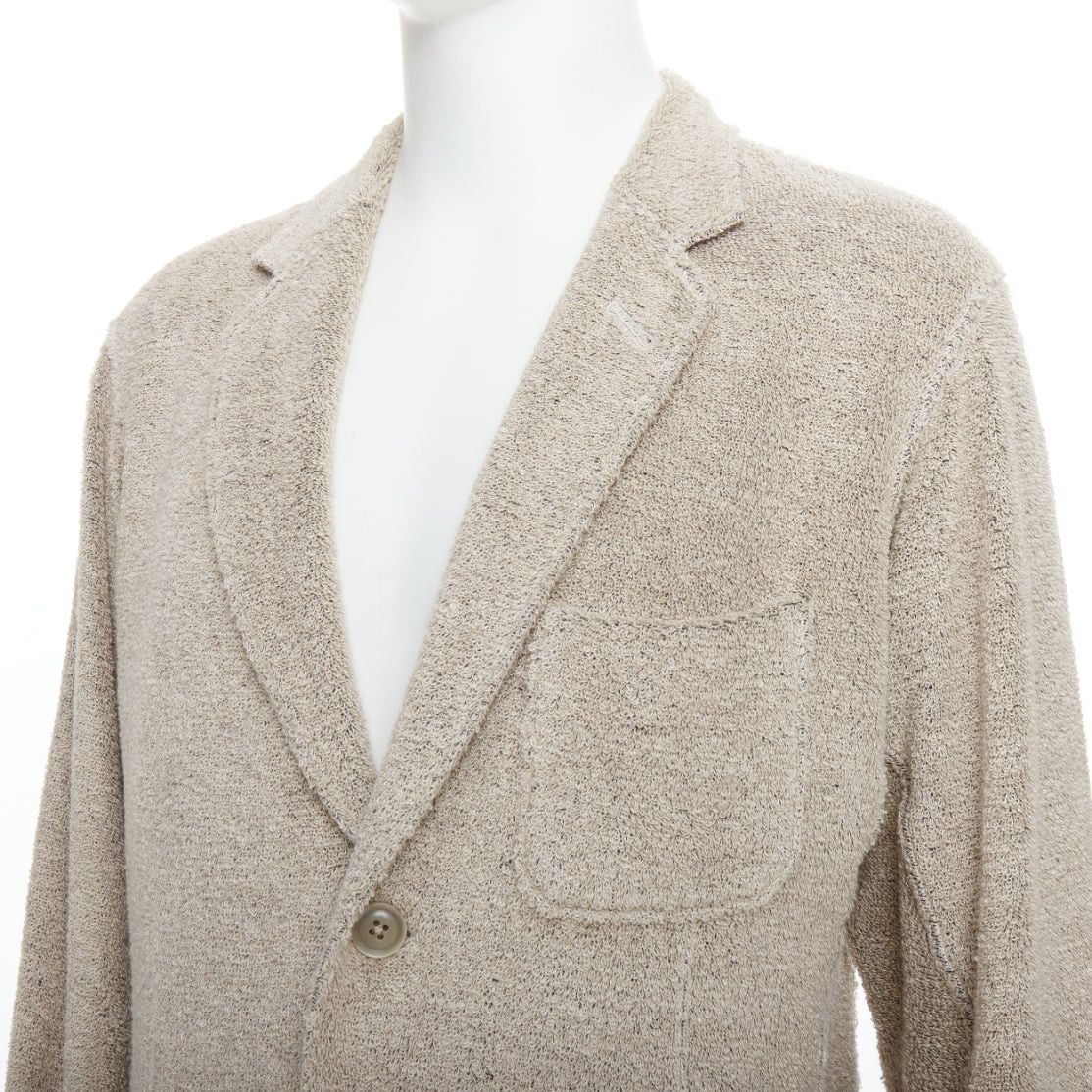 Yohji Yamamoto YOHJI YAMAMOTO Costume D'Homme beige linen blend jersey blazer JP3 L Size 50R - 2 Thumbnail