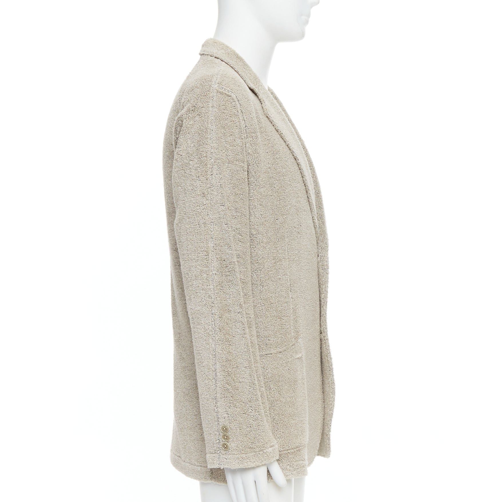 Yohji Yamamoto YOHJI YAMAMOTO Costume D'Homme beige linen blend jersey blazer JP3 L Size 50R - 5 Thumbnail