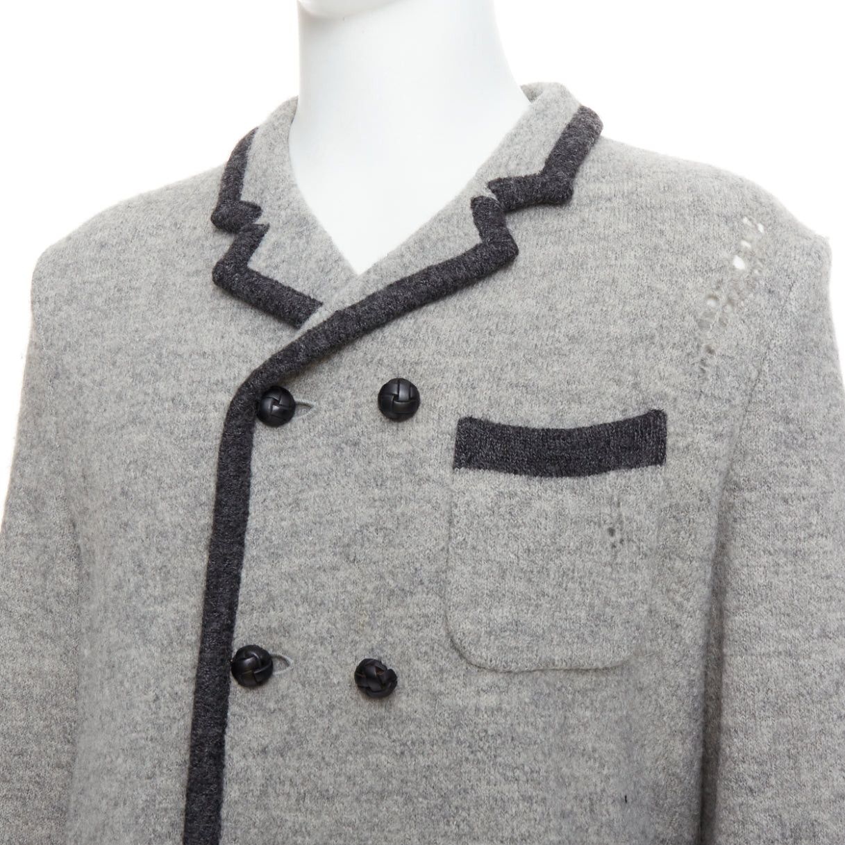 Maison MIHARA YASUHIRO MIHARA YASUHIRO grey wool distressed grunge nautical blazer jacket L Size 50R - 2 Thumbnail