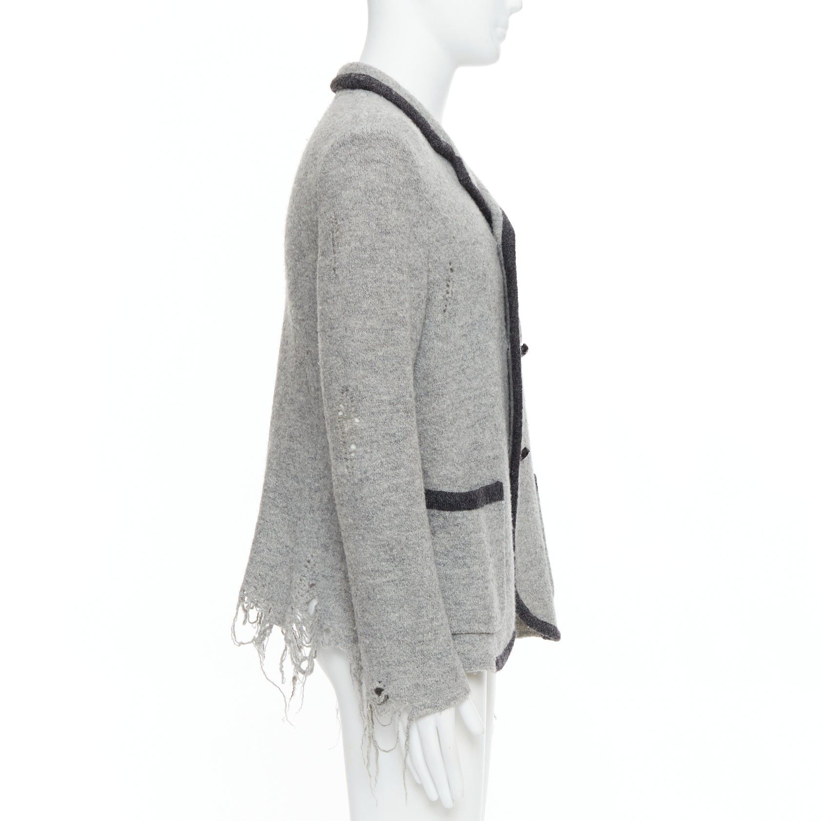 Maison MIHARA YASUHIRO MIHARA YASUHIRO grey wool distressed grunge nautical blazer jacket L Size 50R - 4 Thumbnail