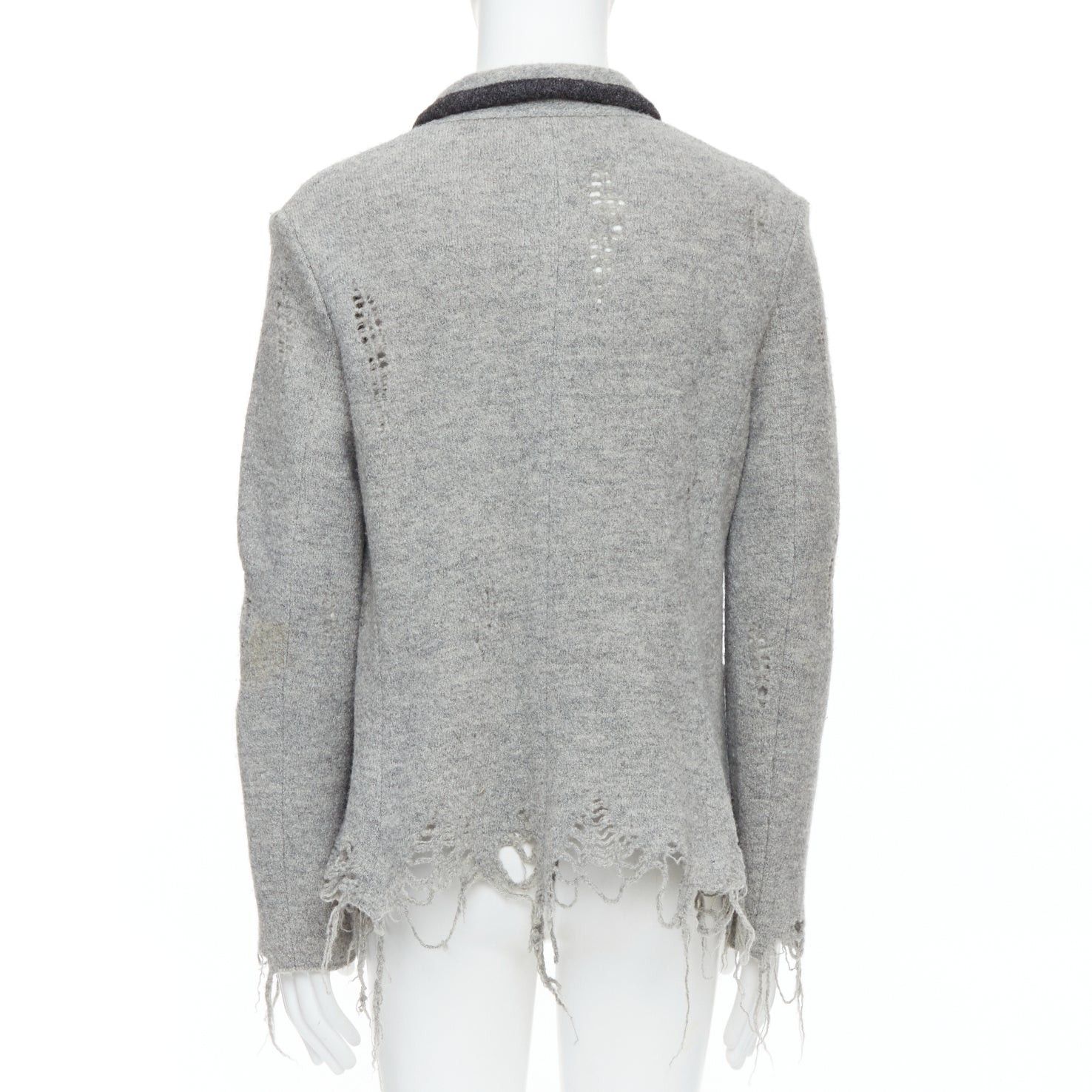 Maison MIHARA YASUHIRO MIHARA YASUHIRO grey wool distressed grunge nautical blazer jacket L Size 50R - 5 Thumbnail