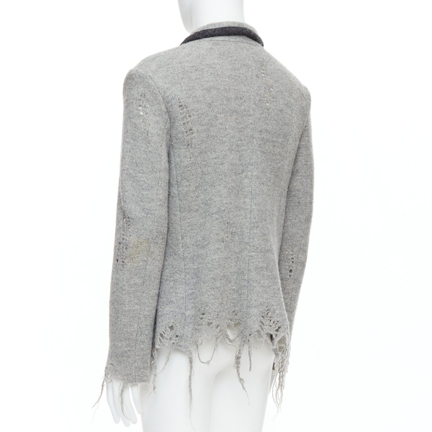 Maison MIHARA YASUHIRO MIHARA YASUHIRO grey wool distressed grunge nautical blazer jacket L Size 50R - 6 Thumbnail