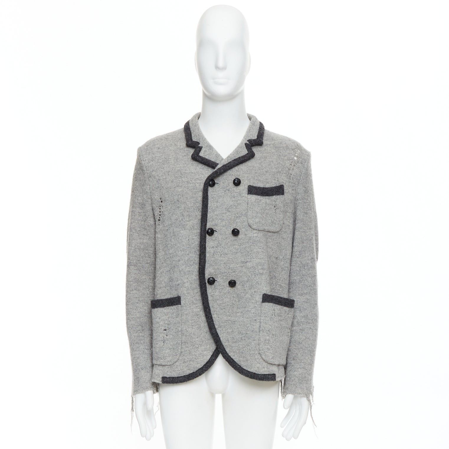 Maison MIHARA YASUHIRO MIHARA YASUHIRO grey wool distressed grunge nautical blazer jacket L Size 50R - 9 Thumbnail