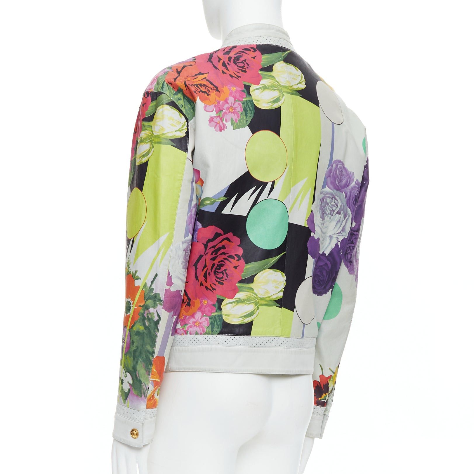 Versace VERSACE 2013 Runway white leather geometric tropical print bomber IT50 L Size US L / EU 52-54 / 3 - 7 Thumbnail