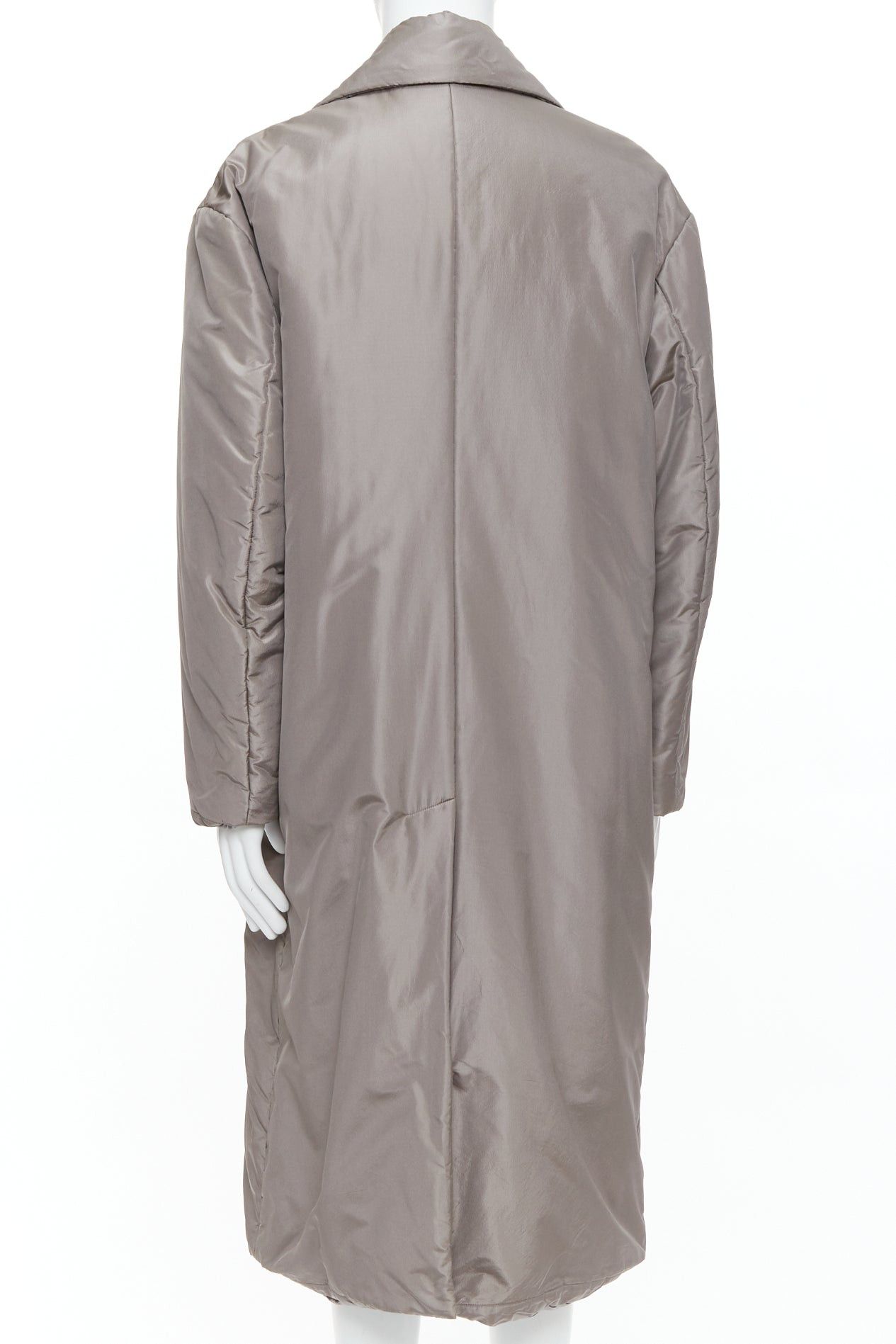 Versace VERSACE 100% silk stone grey padded gold Medusa buttons long belted coat IT50 L Size US L / EU 52-54 / 3 - 5 Thumbnail
