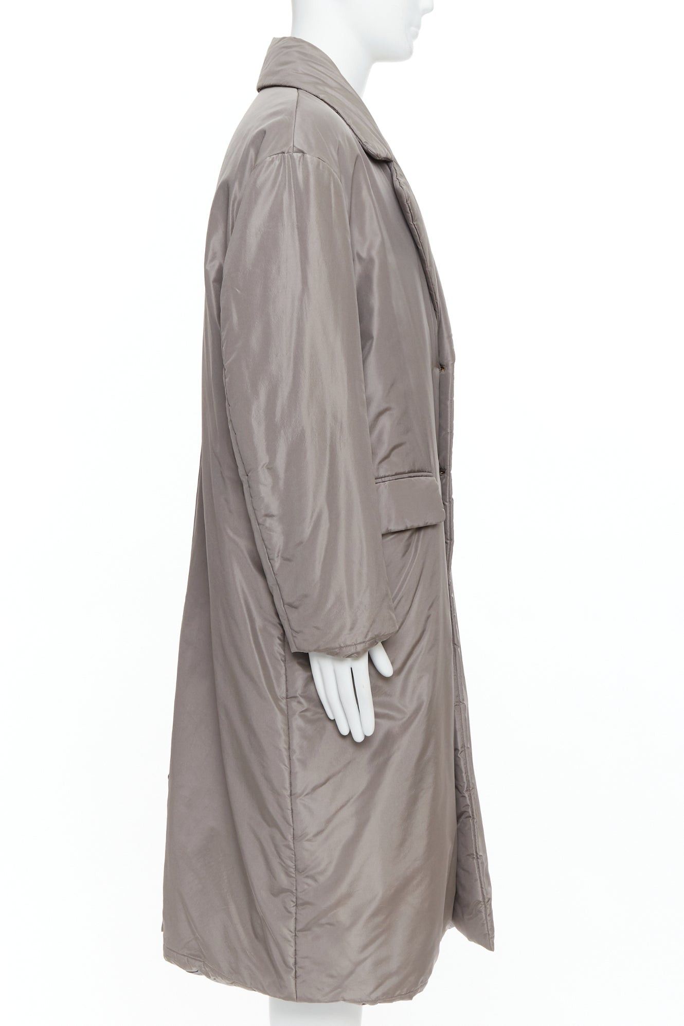 Versace VERSACE 100% silk stone grey padded gold Medusa buttons long belted coat IT50 L Size US L / EU 52-54 / 3 - 4 Thumbnail