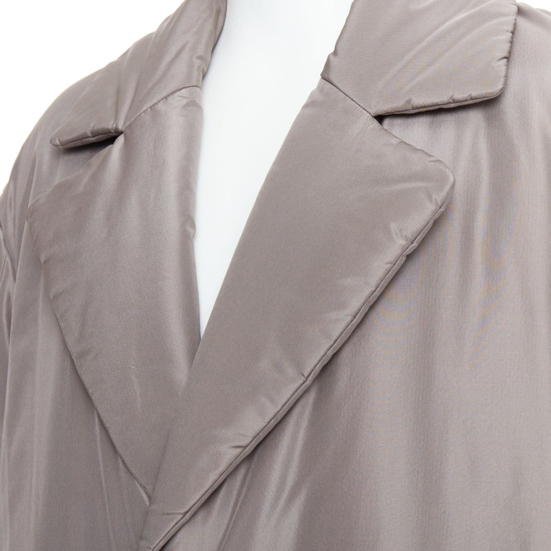 Versace VERSACE 100% silk stone grey padded gold Medusa buttons long belted coat IT50 L Size US L / EU 52-54 / 3 - 7 Thumbnail
