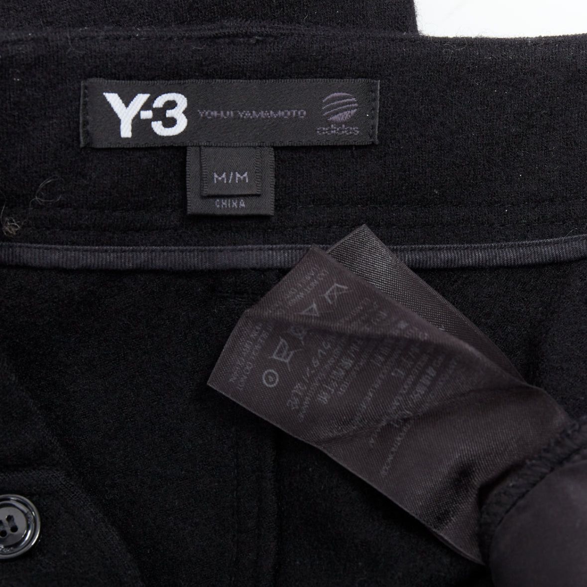 Yohji Yamamoto Y3 black wooly silver zip stripes opening asymmetric cargo joggers M Size US 30 / EU 46 - 8 Thumbnail